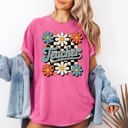 XL Crunchberry Pink Retro Floral Checkered First Day Of School Teacher Appreciation Coquette Style Comfort Colors Tee