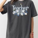 XL Pepper Dark Gray Teacher Chinoiserie Floral Bow First Day Of School Teacher Appreciation Comfort Colors Tee