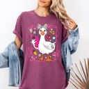 Small Berry Red Teacher Goose Floral Coffee First Day Of School Teacher Appreciation Comfort Colors Tee