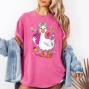 Large Crunchberry Pink Teacher Goose Floral Coffee First Day Of School Teacher Appreciation Comfort Colors Tee