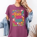  Teach Love Inspire Floral Boho Retro First Day of School Teacher Appreciation Coquette Comfort Colors Tee