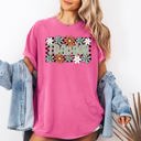 Medium Crunchberry Pink Teacher Checkered Floral Boho Retro First Day Of School Teacher Appreciation Coquette Comfort Colors Tee