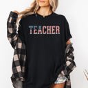 Large Black Teacher USA Flag Retro Classroom Pride Teacher Appreciation Edition Comfort Colors Tee