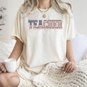 XL Ivory Cream Teacher USA Flag Retro Classroom Pride Teacher Appreciation Edition Comfort Colors Tee