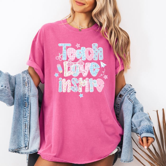 Teach Love Inspire Classroom Vibes for the First Day of School Comfort Colors Tee