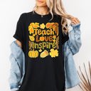 Medium Black Teach Love Inspire Teacher Appreciation Back To School Motto Fall Season Comfort Colors Tee