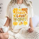 Medium Ivory Cream Teach Love Inspire Teacher Appreciation Back To School Motto Fall Season Comfort Colors Tee