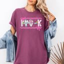 XXL Berry Red Pre-K Teacher Retro Checkered First Day Back To School Celebration Edition Comfort Colors Tee