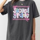 XL Pepper Dark Gray Second Grade Teacher Retro Checkered Back To School First Day Of School Comfort Colors Tee