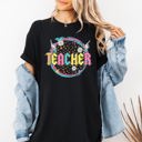 XXL Black Teacher Leopard Daisy Back To School First Day Coquette Theme Comfort Colors Tee