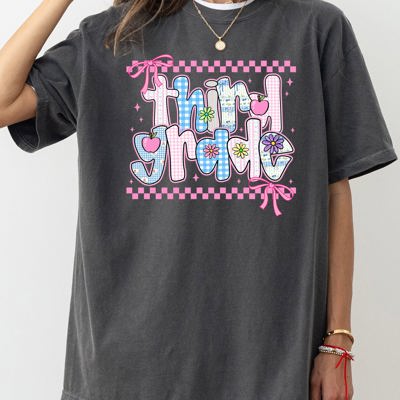 Third Grade Teacher Retro Checkered Back To School First Day Memories Comfort Colors Tee