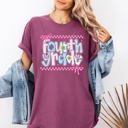  Fourth Grade Teacher Retro Checkered Back To School First Day Comfort Colors Tee