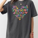 Large Pepper Dark Gray It Takes A Big Heart Teacher Back To School First Day Of School Comfort Colors Tee