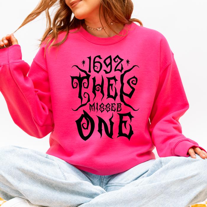 1692 They Missed One Salem Spooky Witch Halloween Night Edition Deluxe Cozy Graphic Sweatshirt