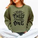 Small Military Green 1692 They Missed One Salem Spooky Witch Halloween Night Edition Deluxe Cozy Graphic Sweatshirt