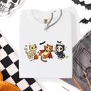 Small White Adorable Halloween Cats Cozy Autumn Cat Themed Whimsical Feline Nighttime Festival Favorite Comfort Colors Tee
