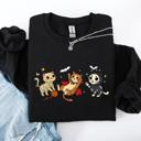 XXL Black Adorable Halloween Cats All Over Feline Illustration Cozy Costume Style Sweatshirt