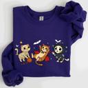 Medium Purple Adorable Halloween Cats All Over Feline Illustration Cozy Costume Style Sweatshirt