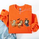 XL Orange Adorable Halloween Cats All Over Feline Illustration Cozy Costume Style Sweatshirt