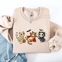 XL Sand Adorable Halloween Cats All Over Feline Illustration Cozy Costume Style Sweatshirt