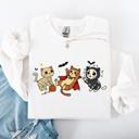 XXXL White Adorable Halloween Cats All Over Feline Illustration Cozy Costume Style Sweatshirt