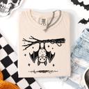 Medium Ivory Cream Cute Bat Halloween Nightfall Spooky Silhouette Adorable Creature Comfort Colors Tee
