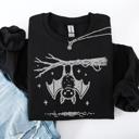 XL Black Bat Cute Adorable Halloween Graphic Illustration Cozy Fleece Playful Autumn Nightfall Sweatshirt