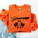 Medium Orange Bat Cute Adorable Halloween Graphic Illustration Cozy Fleece Playful Autumn Nightfall Sweatshirt