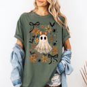  Beautiful Halloween Bows Bats Flowers Festive Gothic Motif Halloween Night Themed Comfort Colors Tee