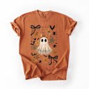  Beautiful Halloween Bows Bats Flowers Festive Gothic Motif Halloween Night Themed Comfort Colors Tee