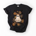 XXXL Black Beautiful Halloween Bows Bats Flowers Festive Gothic Motif Halloween Night Themed Comfort Colors Tee