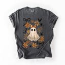 XXL Pepper Dark Gray Beautiful Halloween Bows Bats Flowers Festive Gothic Motif Halloween Night Themed Comfort Colors Tee