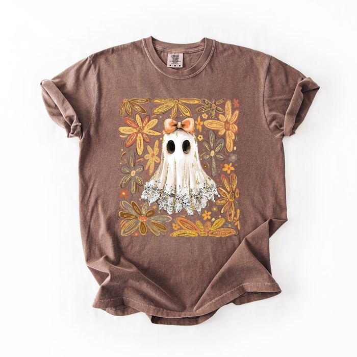Beautiful Halloween, Flowers, Coquette Ghost Artwork Collection Comfort Colors Tee