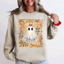  Beautiful Halloween Flowers Coquette Ghost Cozy Night Garden Illustration Sweatshirt