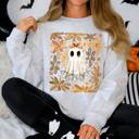  Beautiful Halloween Flowers Coquette Ghost Cozy Night Garden Illustration Sweatshirt
