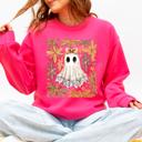  Beautiful Halloween Flowers Coquette Ghost Cozy Night Garden Illustration Sweatshirt