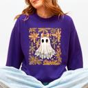  Beautiful Halloween Flowers Coquette Ghost Cozy Night Garden Illustration Sweatshirt