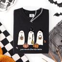 Large Black Besties Halloween Ghosts Cute Witch Pumpkin Festive Portrait Illustration Comfort Colors Tee