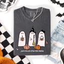 XXL Pepper Dark Gray Besties Halloween Ghosts Cute Witch Pumpkin Festive Portrait Illustration Comfort Colors Tee