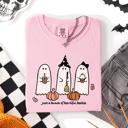 XXL Blossom Light Pink Besties Halloween Ghosts Cute Witch Pumpkin Festive Portrait Illustration Comfort Colors Tee