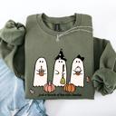  Besties Halloween Ghosts Witch Pumpkin Spooky Cozy Autumn Night Party Moody Festival Friends Forever Crew Sweatshirt