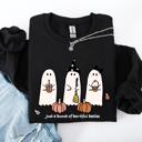 XL Black Besties Halloween Ghosts Witch Pumpkin Spooky Cozy Autumn Night Party Moody Festival Friends Forever Crew Sweatshirt