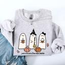 XXL Ash Light Gray Besties Halloween Ghosts Witch Pumpkin Spooky Cozy Autumn Night Party Moody Festival Friends Forever Crew Sweatshirt