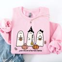XXXL Light Pink Besties Halloween Ghosts Witch Pumpkin Spooky Cozy Autumn Night Party Moody Festival Friends Forever Crew Sweatshirt
