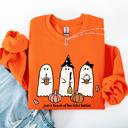 XL Orange Besties Halloween Ghosts Witch Pumpkin Spooky Cozy Autumn Night Party Moody Festival Friends Forever Crew Sweatshirt