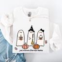 Large White Besties Halloween Ghosts Witch Pumpkin Spooky Cozy Autumn Night Party Moody Festival Friends Forever Crew Sweatshirt
