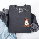 XL Dark Gray Heather Boo Haw Cowboy Western Halloween Spirit Cozy Fall Favorite For Autumn Nights And Spooky Season Wear Pocket Sweatshirt