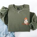 Small Military Green Boo Haw Cowboy Western Halloween Spirit Cozy Fall Favorite For Autumn Nights And Spooky Season Wear Pocket Sweatshirt