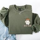 Large Military Green Boo Haw Lasso Cowboy Western Halloween Spirit Of The Wild Frontier Classic Western Quote Pocket Sweatshirt
