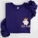 Small Purple Boo Haw Lasso Cowboy Western Halloween Spirit Of The Wild Frontier Classic Western Quote Pocket Sweatshirt